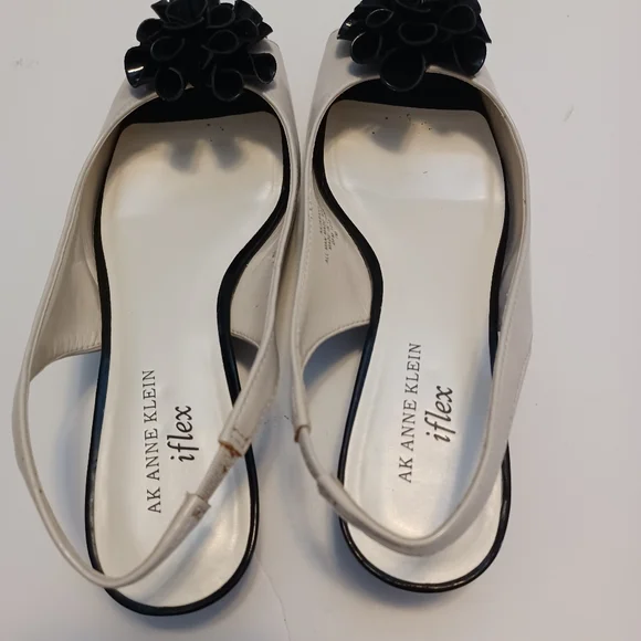 Anne Klein Open Toe Ivory/ Black Shoes Sz 7 - Picture 2 of 8